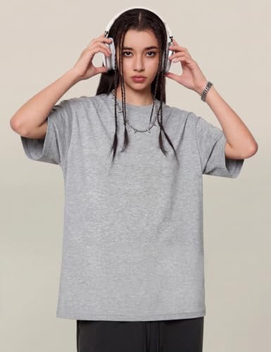 Image of Ogfao Mens Oversized T-Shirts Heavyweight Unisex Cotton T Shirts Baggy Loose Fit Basic Tees Plain Tshirts