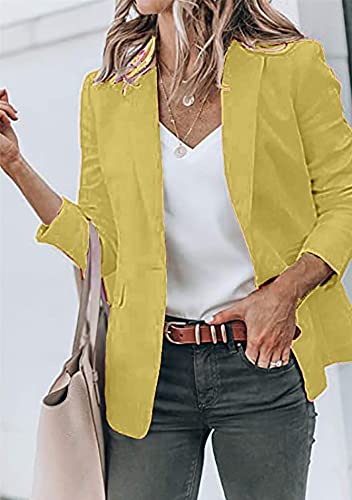 FLITAY Womens Solid Color Lightweight Blazer Long Sleeve Single Breasted Jacket Coat2