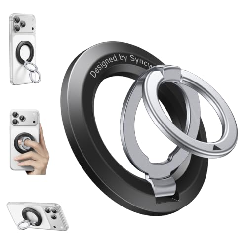 Image of SYNCWIRE Magnetic Phone Ring Holder, for MagSafe Phone Grip Stand Kickstand | Double-Sided Magnet, Removable Hands Free, Cell Phone Finger Grip, for iPhone 17 16 15 14 13 12 Pro Max, MagSafe Accessories