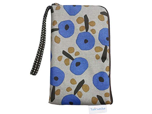 Tainada Women Universal Phone Wristlet Wallet Pouch, Dual Slots Zipper Purse Carry Bag for iPhone 15/14 Pro Max, 15/14 Plus, Samsung S23+, S23 FE, S23, A54; Nordic Floral Gray