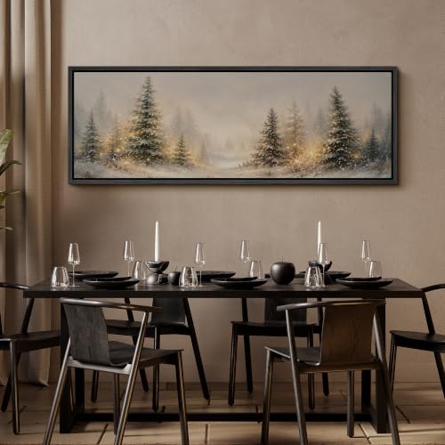 Image of MUDECOR Large Framed Canvas Print Wall Art Snowy Pine Art for Living Room