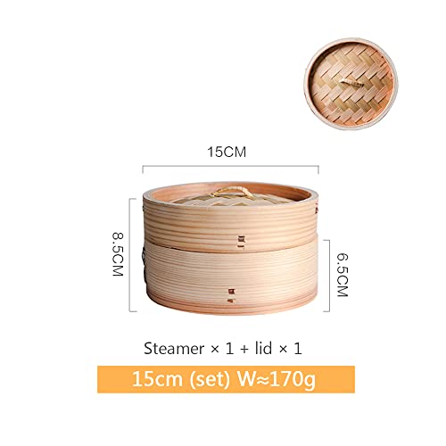 MNSSRN Traditional Food Steamer, Domestic Small Commercial Steamed Buns, Dumplings, Steamed Meat Steamer, Bamboo Steamer,15cm - Image 3