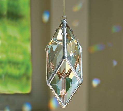 (Medium Diamond Rainbow Maker Glass Crystal Suncatcher