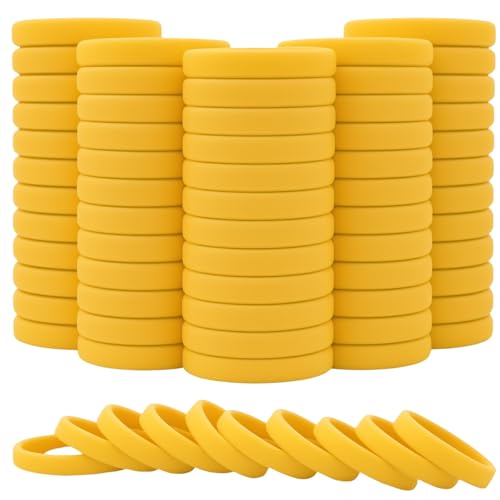 ZIQON 60Pcs Colorful Silicone Wristbands Durable Rubber Awareness Bracelets for Fundraiser, Events & Support Waterproof & Durable (Yellow)