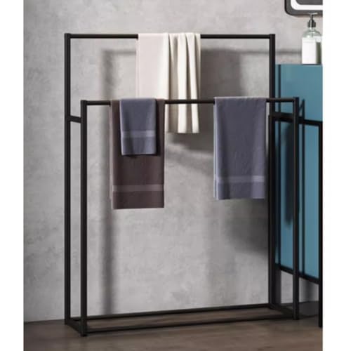 Rack de serviette autoportante moderne LWX noir petit format pour sol - 4