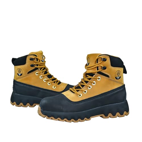 Image of Mens Work Boots Composite Toe Boots for Men Genuine Leather Rubber Sole No Slip Waterproof Shoes Industrial & Construction Safety