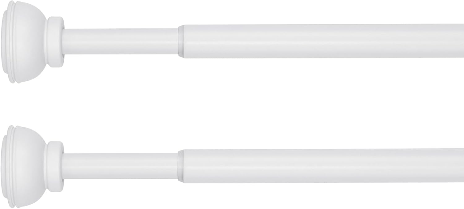 KXLIFE 1/2-inch Decorative Spring Tension Curtain Rod, Adjustable Tension rods, White, (22-36 Inches, 2 Pack? 22-36 Inch White