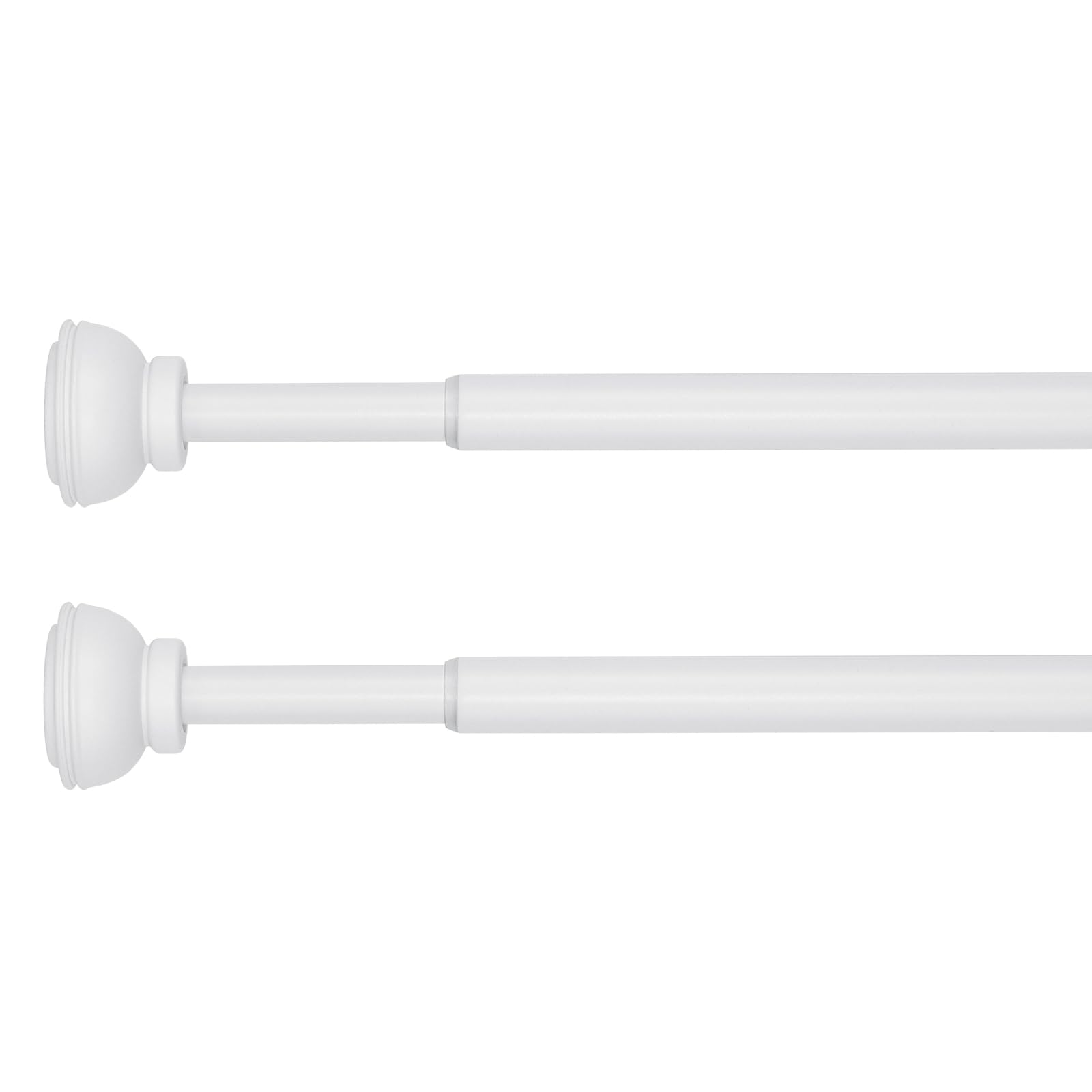 KXLIFE 1/2-inch Decorative Spring Tension Curtain Rod 2 Pack, Adjustable Tension rods, White 22-36 Inches