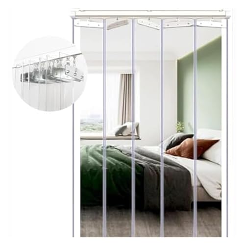 WXQTM Transparenta ränder gardiner PVC remsa gardin väderbeständiga industriella gardiner, för fabriker garage gårdar, måttsydda (1,05 x 2 m)