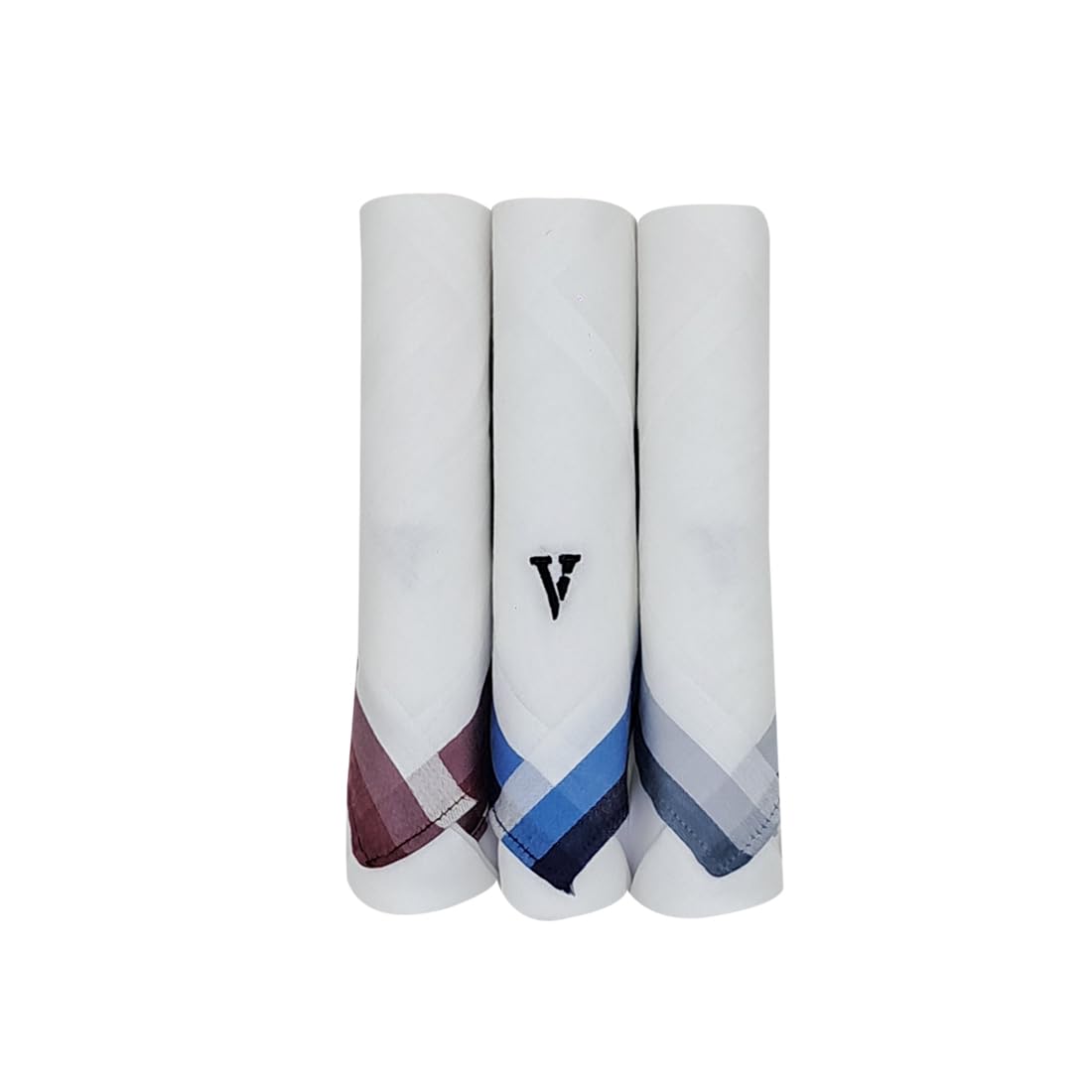 van heusen Men's Cotton Color Border Handkerchief (Pack of 3) - Grey, Blue, Beige-picture-53