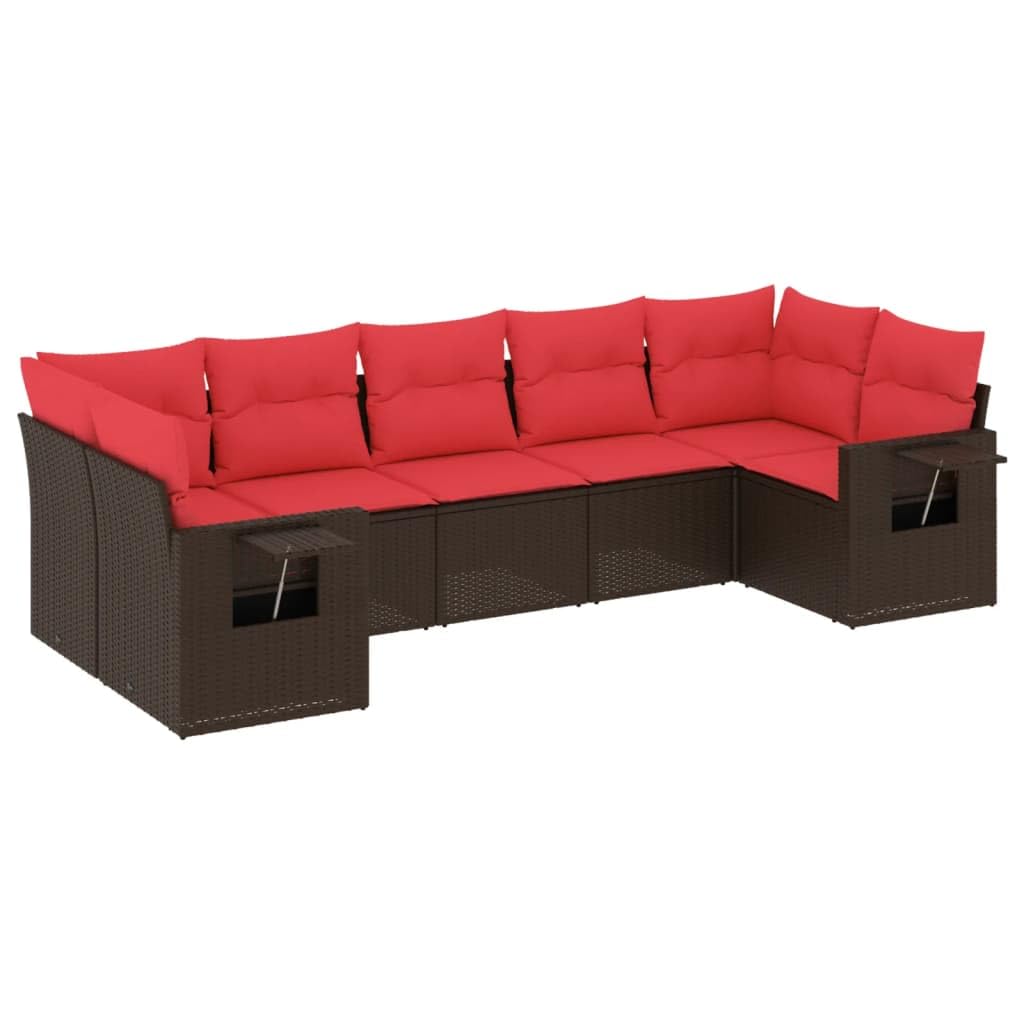 Canapé de jardin résine tressée marron modulable avec coussins