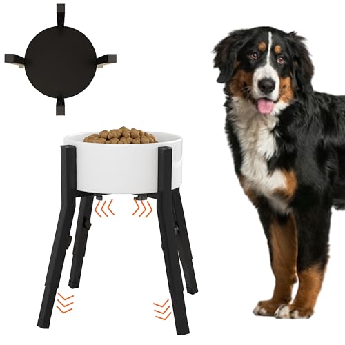 Piskyet Raised Dog Bowl Stand for Large Dogs Adjustable Elevated Dog Bowl Fits 6-10 Bowls Height Adjustable to 7.6-15 Tall Single Food and Water Stand Feeder(Bowl not Included)