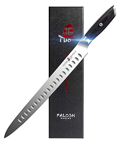 TUO - TUO Slicing Carving Knife 12 inch - Slicing Carving Knife for Brisket Turkey Meat German Steel with Full Tang Pakkawood Handle - Falcon Series with Gift Box