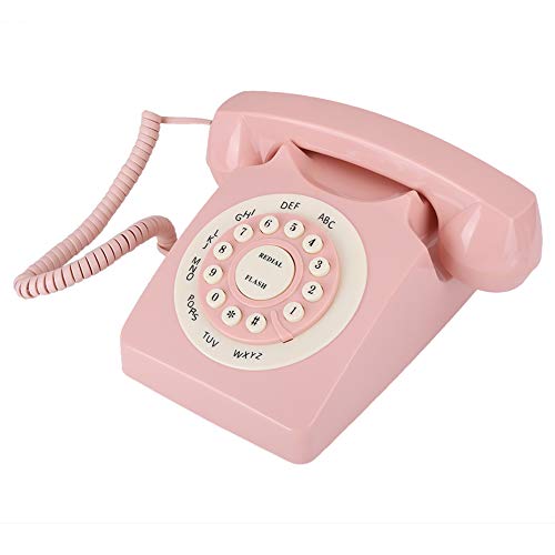 Teléfono Vintage con Cable Rosa para Oficina en Casa miniatura 6