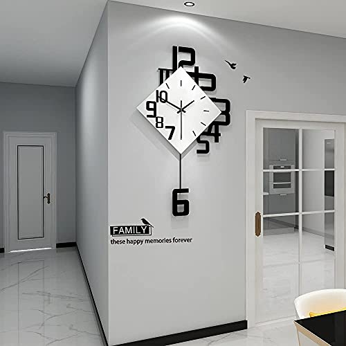 Fleble Modern Large Wall Clocks For Living Room Decor Big Silent Pendulum Wall Clock Battery Operated For Office Kitchen Bedroom Home Decoration Wooden 30 Inch Giant White Wall Watch Clock Non-Ticking #TOP2