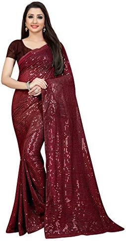 Florely Women's Georgette Sequence Saree For Women sarees for women with Embroidered Border Latest Sarees Bollywood Sari Designer Saree Daily Wear saree Summer saree for festival Wedding