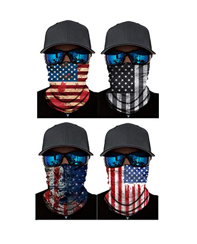 ATIMIGO 4 Pack Multifunctional Headwear Face Mask Headband Neck Gaiter Bandanas for Outdoors, Festivals, Sports