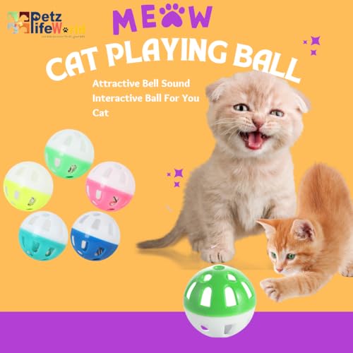 Image of VAYINATO Big Lattice Cat Balls with Bell - Wiggly Jingle, Rattle, and Vibrant Colors for Interactive Play (Pack of 3) by Petzlifeworld