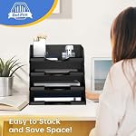 4 Pack Stackable Paper Trays for Letter Documents, Desktop File Organizers for Office Supplies, Stackable Desk Tray Holder for Paper Storage, Black - Image 4
