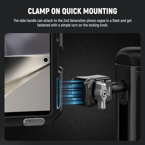 NEEWER Quick Release Side Handle Only for 2nd Gen Phone Cages PA043 PA044 for iPhone 15 Pro Max/15 Pro, PA042 for Samsung S24 Ultra, with Covered Cold Shoe, Anti Off Pin, Silver Lock, PA045S by NEEWER - Image 3