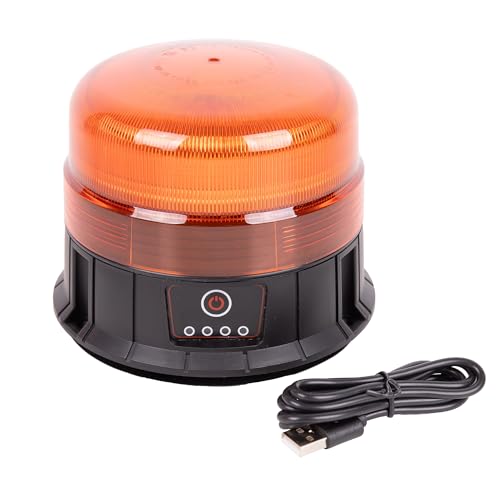 Cofan Luz Giratoria LED Ámbar con 39 SMD | Recargable por USB-C | Imán Fuerte | 7h de Autonomía | IP66 | Para Vehículos Industriales y Agrícolas
