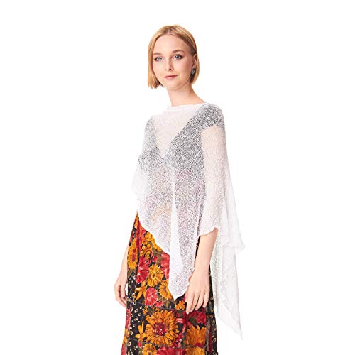 Maxi châle en filet blanc aux bords ondulés doux et léger - 2