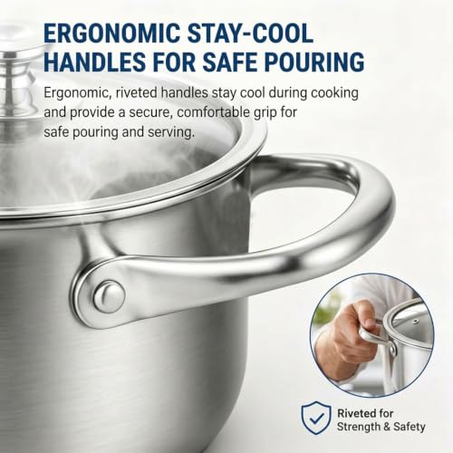 6QT Titanium Stock Pot with Lid - Large Pot for Cooking - Image 5