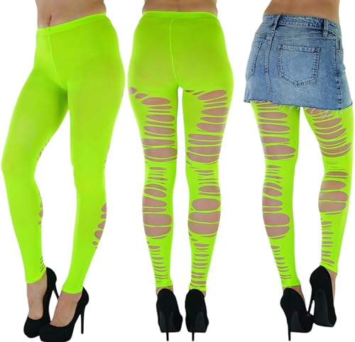 Image of ToBeInStyle Women's Slashed Ripped Shredded Distressed Hosiery Tights Leggings Music Festival
