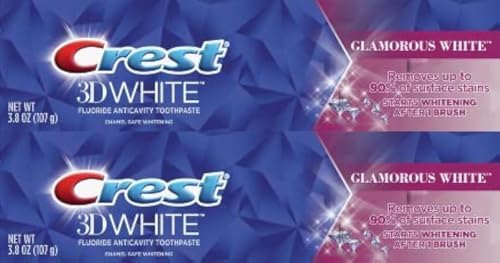 Crest 3D Glamorous White Toothpaste, Enamel Safe Whitening, 3.8oz (107g) - Pack of 2 image 2