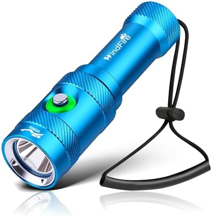 WindFire Scuba Diving Torch – Super Bright Dive Torches with 3 Modes & Power Indicator, IP68 Waterproof Rechargeable Underwater Torch for Scuba Diving, Snorkeling, and Underwater Exploration
