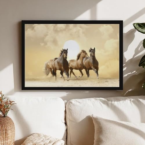 Chevaux au coucher du soleil impression sur toile 20x30 cm pour salon - 7