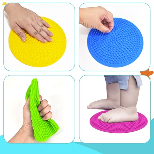 Silicone Sensory Fidget Toys for Adults & Kids, 4PC Tactile Fidget Pads for Autism ADHD Anxiety Relief, Stress Relief Quiet Office Desk Toys for Classroom, Essential for Special Education & Calm Down - Image 4