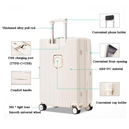 Image of Suitcase, Suitcase Hard Shell with Front Opening USB Socket and Beverage Rack, Suitcase,2,24in