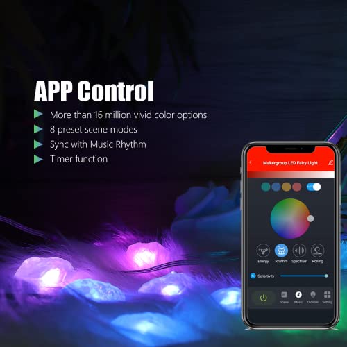 Makergroup Led Fairy Light For Kids Room Décor, Smart String Lights With Usb Port, Remote And App Control (Million Colors, Timer, Music Sync) For Holiday Party Decorative Lighting 16.4Ft Diamond #TOP5