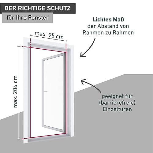 Windhager Insektenschutz Tür, 100 x 210 cm, anthrazit, Spannrahmen-Tür Expert Fliegengitter Alurahmen für Türen, 04532