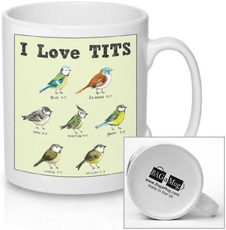 I Love Tits New Quick and Easy Funny Joke Office Ceramic Tea and Coffee Bird Watching Mug