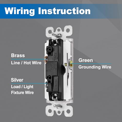 image for [50 Pack] BESTTEN Single Pole Decorator Wall Light Switch with Wallpla