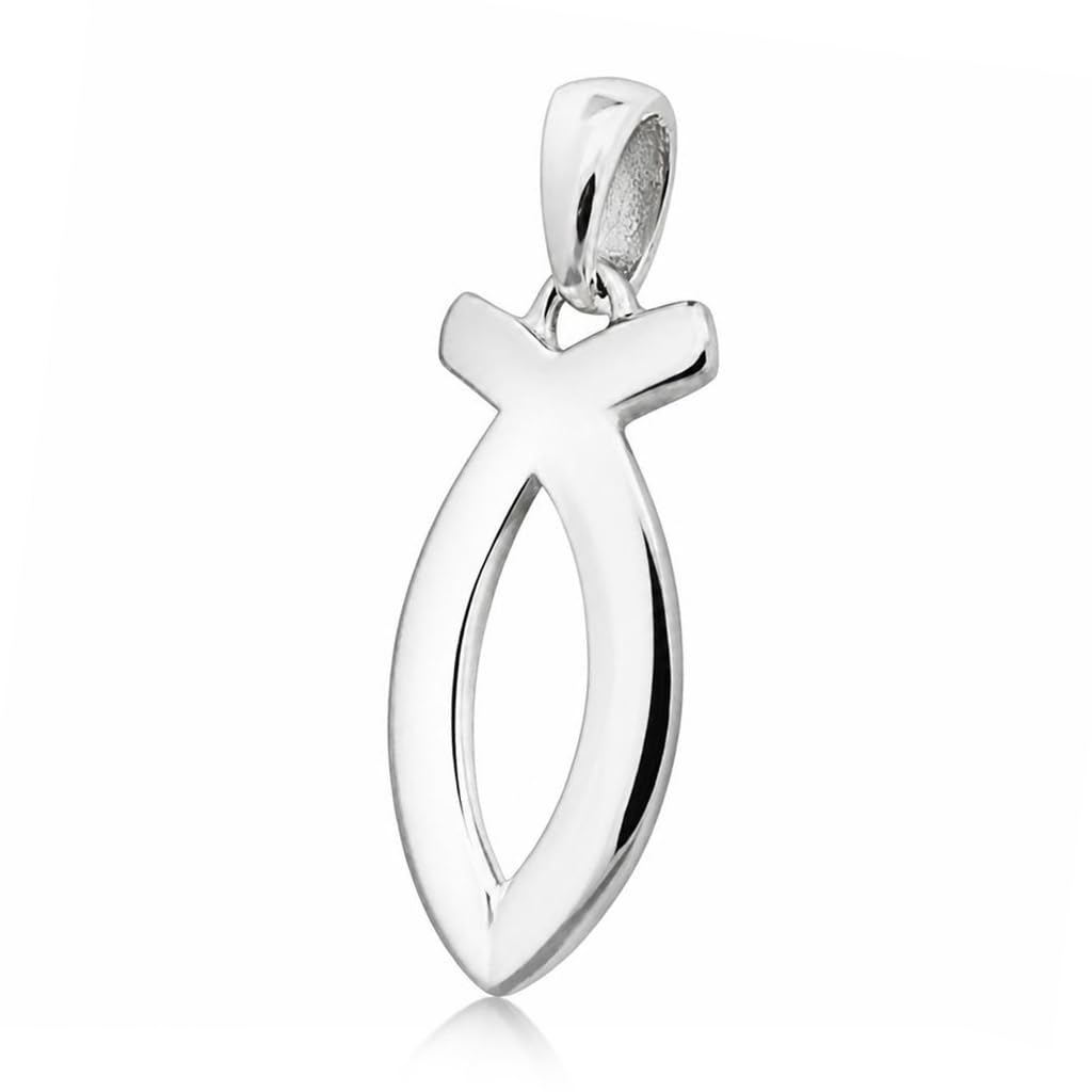 CLEVER SCHMUCK, set di gioielli composto da ciondolo a forma di pesce, 17 mm, e catenina da 42 cm, entrambi in argento Sterling
