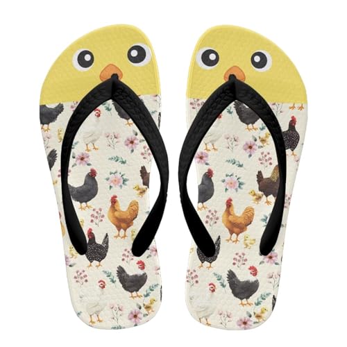 Watdotory Boy Flips Flops for Kids Cute Chicken Rooster Print Child Slip-on Thong Sandals Kid Boys Slides Water Shoes for Beach Swim Pool Size 2