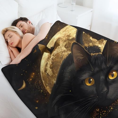 Plaid chat noir pour Halloween couverture douce soirée cocooning - 8