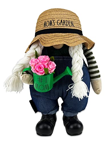 Rae Dunn Spring Gnome - Gardening Gnomes - Spring Gnomes Decorations for Home & Office - Easter Gnomes - Farmhouse Kitchen Decoration - Stuffed Gnomes Plush Shelf Figurines (Mom's Garden)