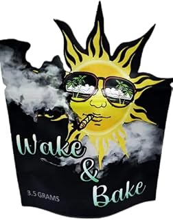 Mylar Bags Wake And Bake 3.5g Cut Out Resealable Smell Proof x50 Ziplock, Black, Yellow, White, Turquoise