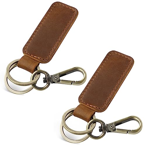 Image of Jack&Chris Genuine Leather Car Keychain, Universal Key Fob Keychain, Leather Key Chain Holder for Men and Women, JC306