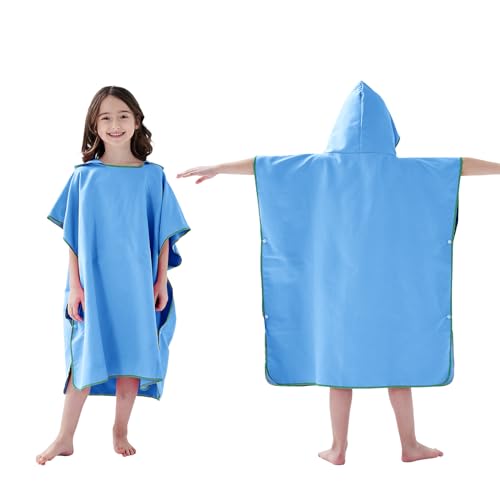 jooeer Poncho de Bain Enfant Serviette Microfibre de Plage Serviette Piscine avec Capuche, Poncho Natation à Séchage Rapide pour Garçons Filles Été...