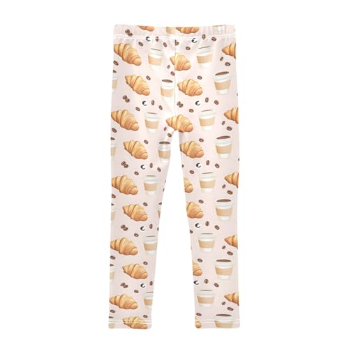 Croissants Coffee Beans Girls Leggings Athletic Pants Tights Stretch Bottom2