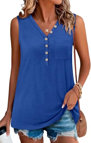 KISSMODA Womens Boho Tops for Summer Sleeveless Tanks Loose Fit Casual Blouse Daily Shirts for Leggings (S-3XL)