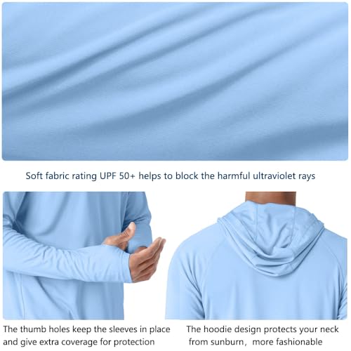 Image of Willit Men's UPF 50+ Sun Protection Hoodie Lightweight Long Sleeve Fishing Shirt Loose Fit Swim Rash Guard, Blue, Medium