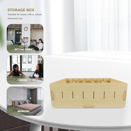 Boîte de rangement multifonctionnelle beige en plastique à compartiments rectangulaires - 7