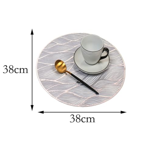 Set de table rond PVC lavable antidérapant argent lot de 10 - 4
