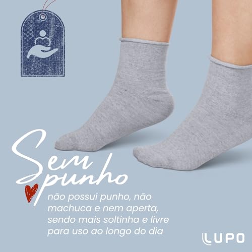 Kit 5 Pares Meias Lupo Sem Punho Meias Sem Punho Para Melhor Circulação, 1 Marinho - 1 Mescla Jeans